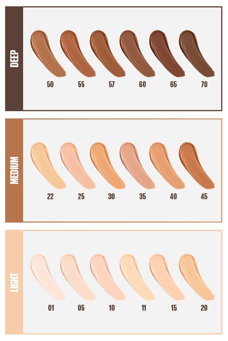 maybelline fit me concealer shade range
